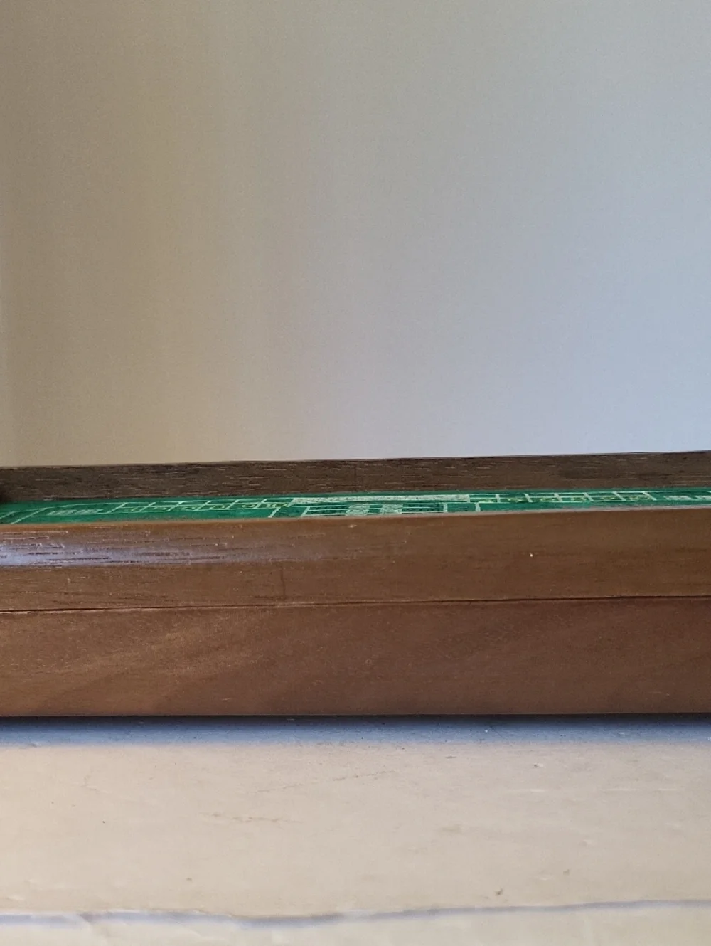 Vvintage Green Felt Wood Craps Jewelry Box Giftwood Japan